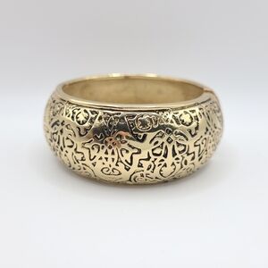Chunky Gold Tone Cuff Bracelet Vintage Y2K Statement